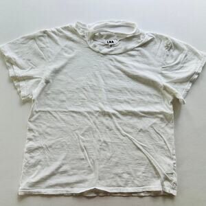 LNA Crop Tee Shirt Cut Out Crewneck White Size Small Tissue Boxy